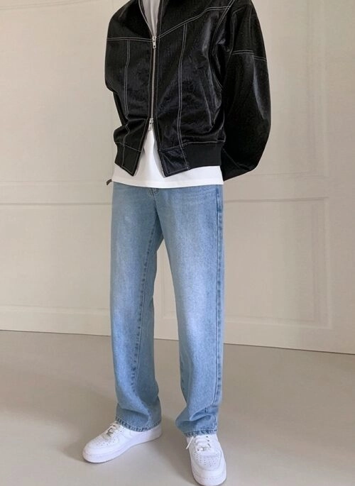 Vintage Straight Leg Denim Jeans Classic Casual Style