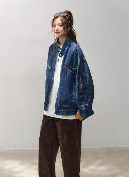 Vintage Style Deconstructed Denim Jacket