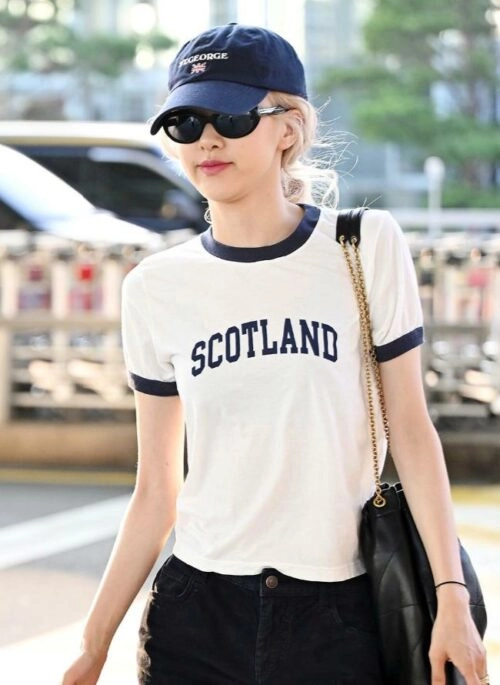 White Contrast Trim Scotland Print T-Shirt | Rose – BlackPink