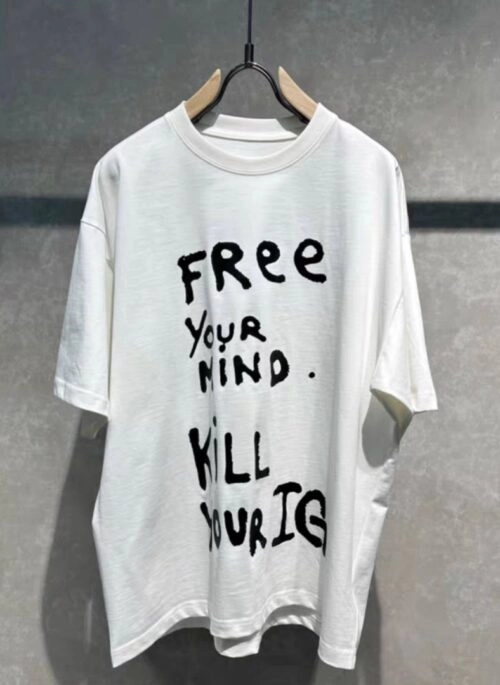 White Handwritten Text Graphic T-Shirt | Yeonjun - TXT