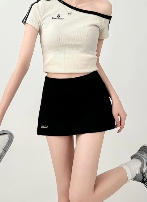 White High Waist A Line Slim Fit Skirt