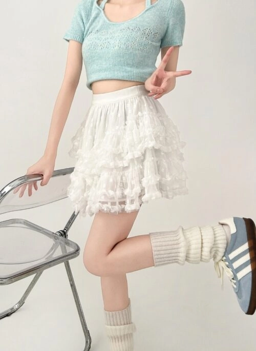 White Lace Tiered Ballet Tutu Skirt