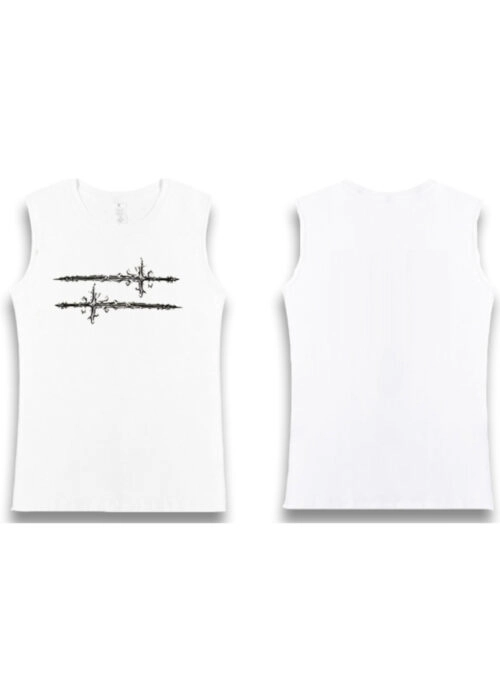 White Vintage Sword Graphic Sleeveless T-Shirt | Junghwan – Treasure
