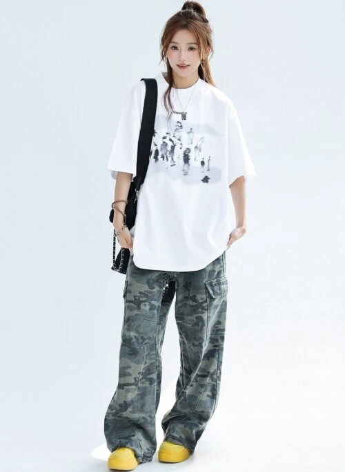 Art Print Ice Silk Quick Dry Short Sleeve Top