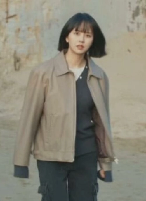 Beige Collared Zipper Jacket | Ji Han Na – Good Day