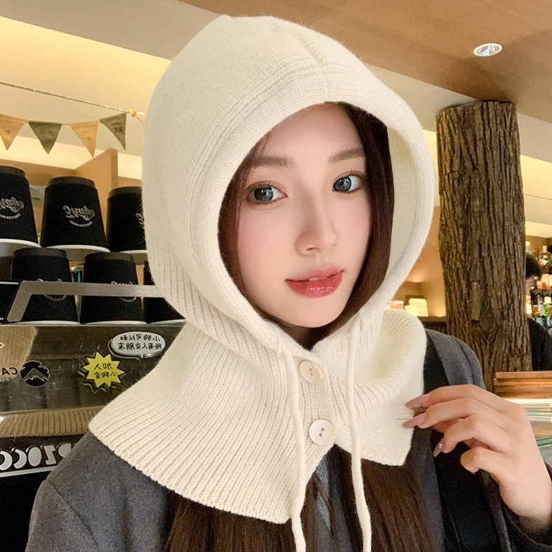 Beige Knitted Warm Baclava Hat | Giselle - Aespa - Fashion Chingu