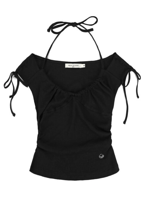Black Halter Neck Drawstring Top | Ningning – Aespa