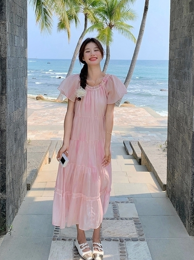 Elegant Flowy Chiffon Ruffle Sleeve Maxi Dress Fashion Chingu