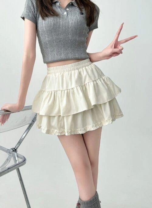 Elegant Ruffled Layered A Line Skirt