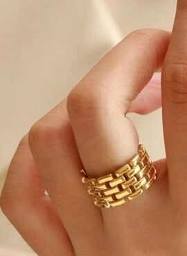 Gold Weave Style Adjustable Ring | LeeKnow – Stray Kids