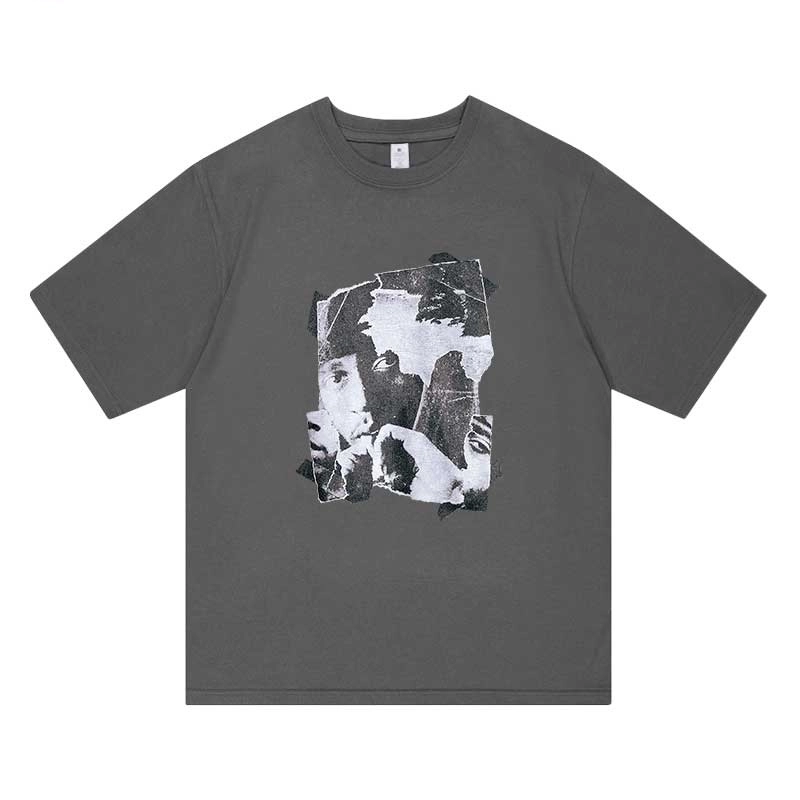 Grey Mosaic Portrait Graphic T-Shirt | Heeseung - Enhypen