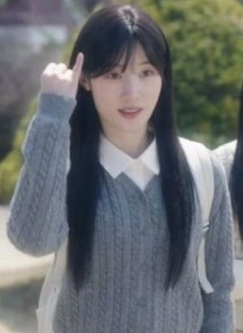 Grey Twist Pattern Button Cardigan | Kang Hyo Min – Beyond The Bar