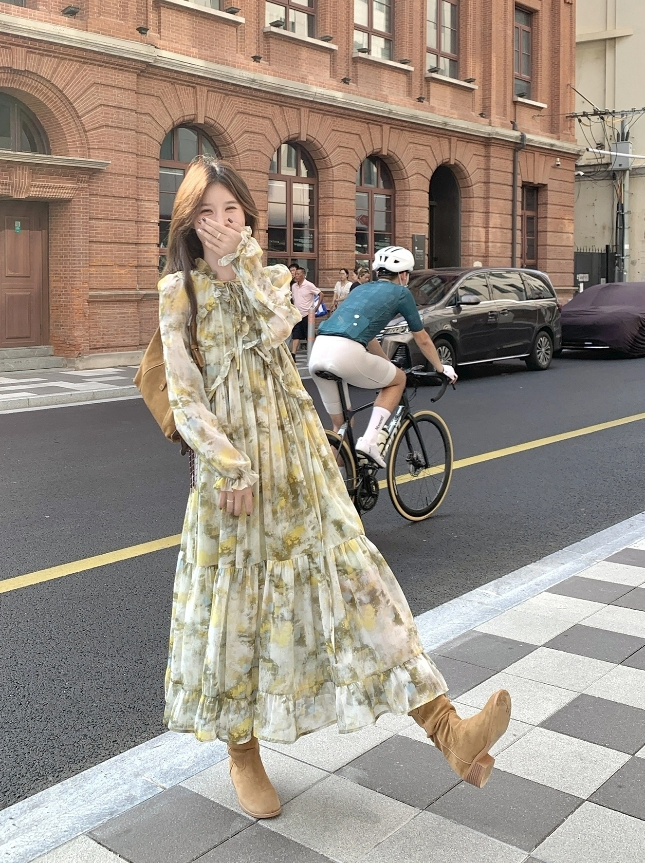 Khaki Short Jacket Dress Set Fashionable Outfit Fashion Chingu