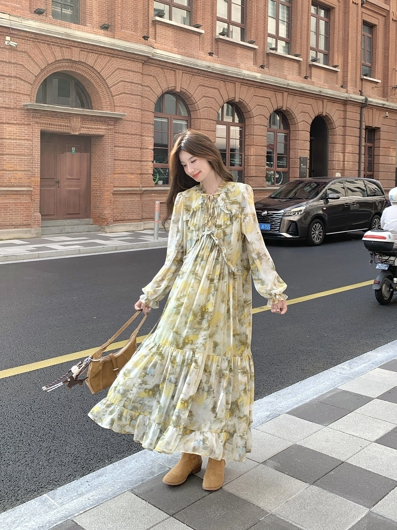 Khaki Short Jacket Dress Set Fashionable Outfit - Fashion Chingu