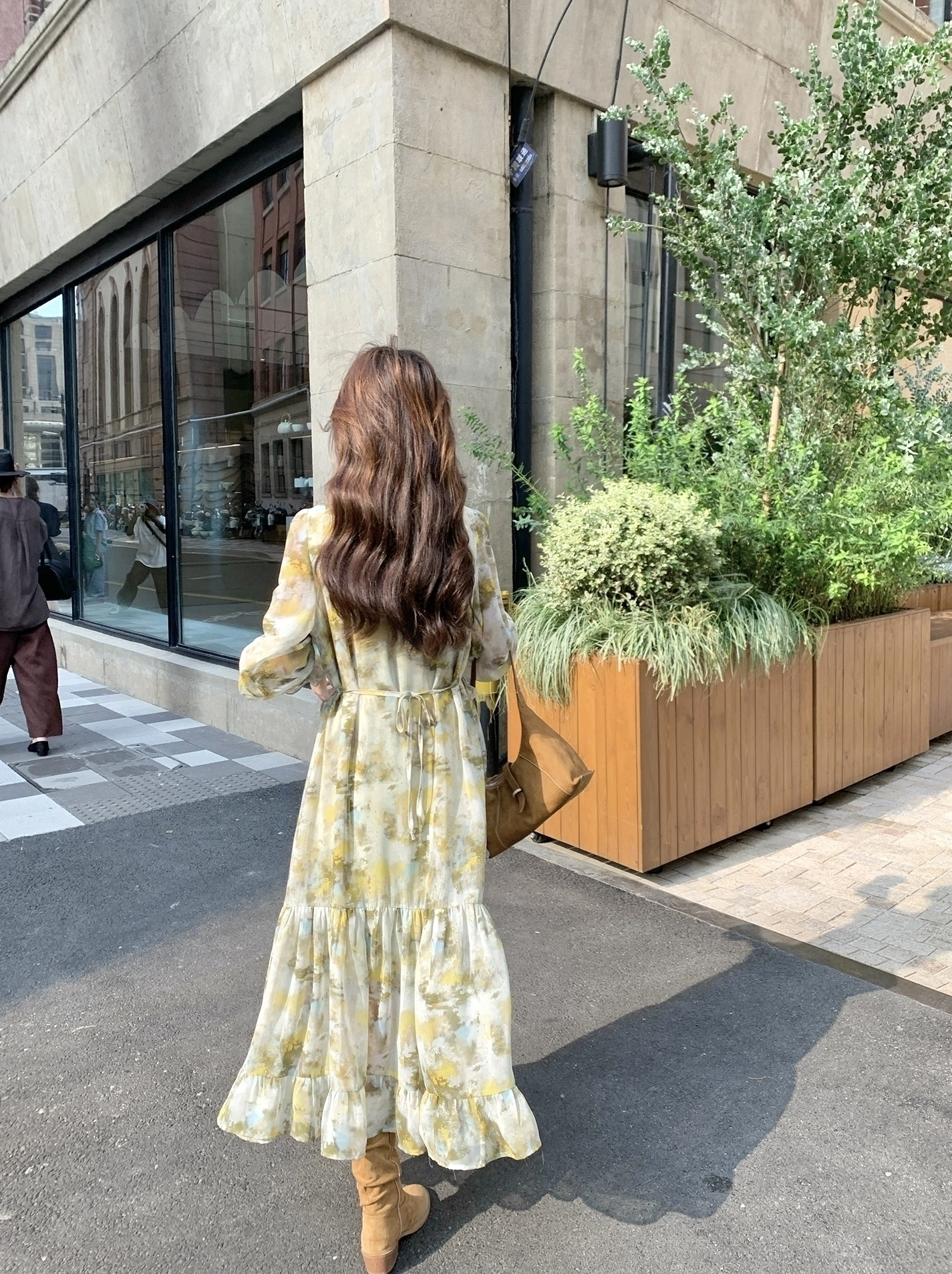 Khaki Short Jacket Dress Set Fashionable Outfit - Fashion Chingu