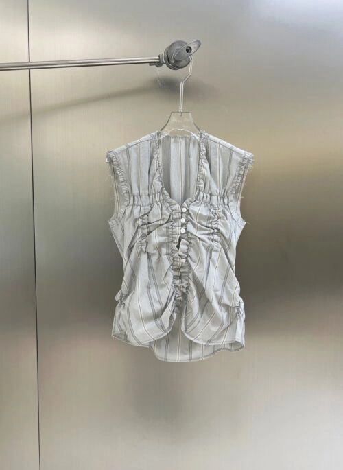 Light Grey Gathered-Front Sleeveless Top | Yujin – IVE