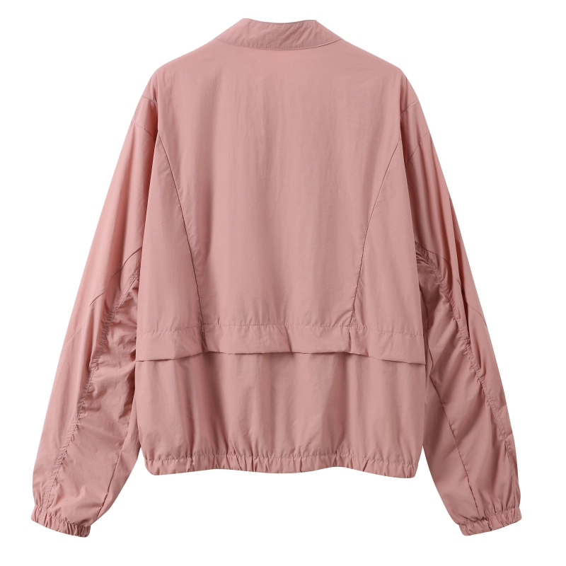 Pink Ruched Zip-Up Windbreaker Jacket | Jeonghan - Seventeen