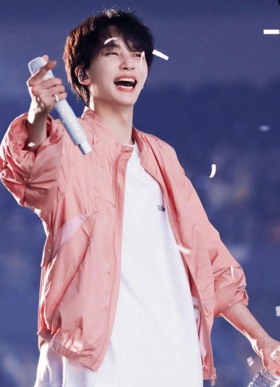 Pink Ruched Zip-Up Windbreaker Jacket | Jeonghan - Seventeen