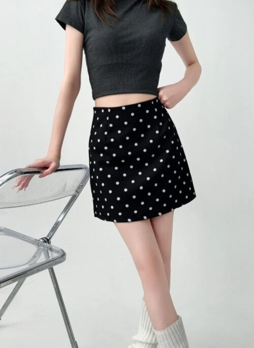 Polka Dot High Waist Slim Fit Skirt