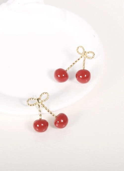 Red And Gold Cherry Drop Earrings | Joy – Red Velvet