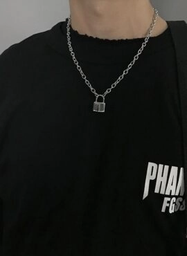 Silver Padlock Pendant Necklace | Hyunsuk – Treasure