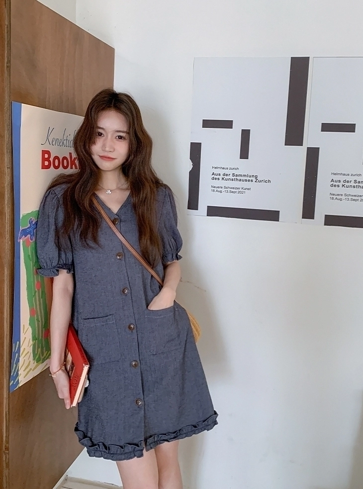Summer Denim V Neck Casual Fashion Dress Fashion Chingu