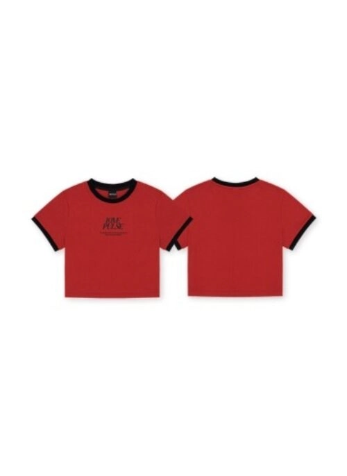 TREASURE “Lovepulse” Merch – Red Ringer Crop T-Shirt