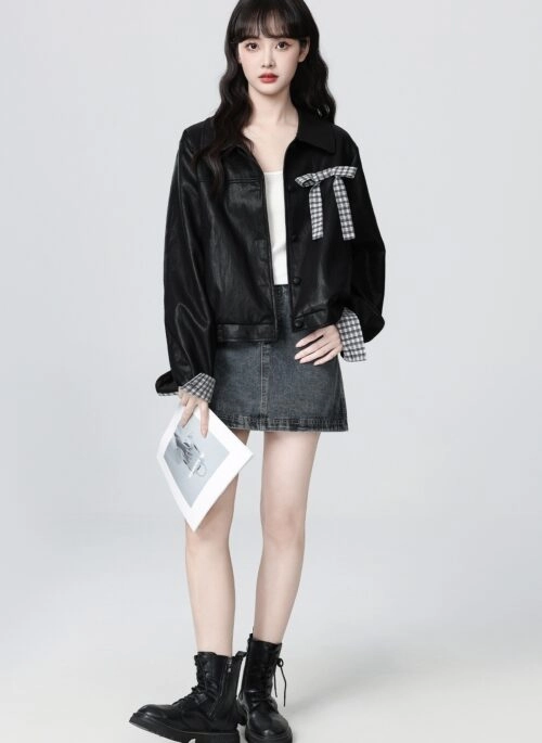 Black Crystal Chain Cropped Jacket | Yuna - ITZY - Fashion