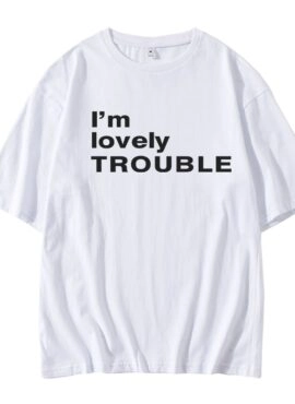 White “I’m Lovely Trouble” Graphic Print T-Shirt | Rei – IVE
