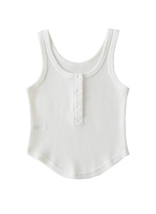 White Scoop Neck Ribbed Tank Top | Yujin – IVE