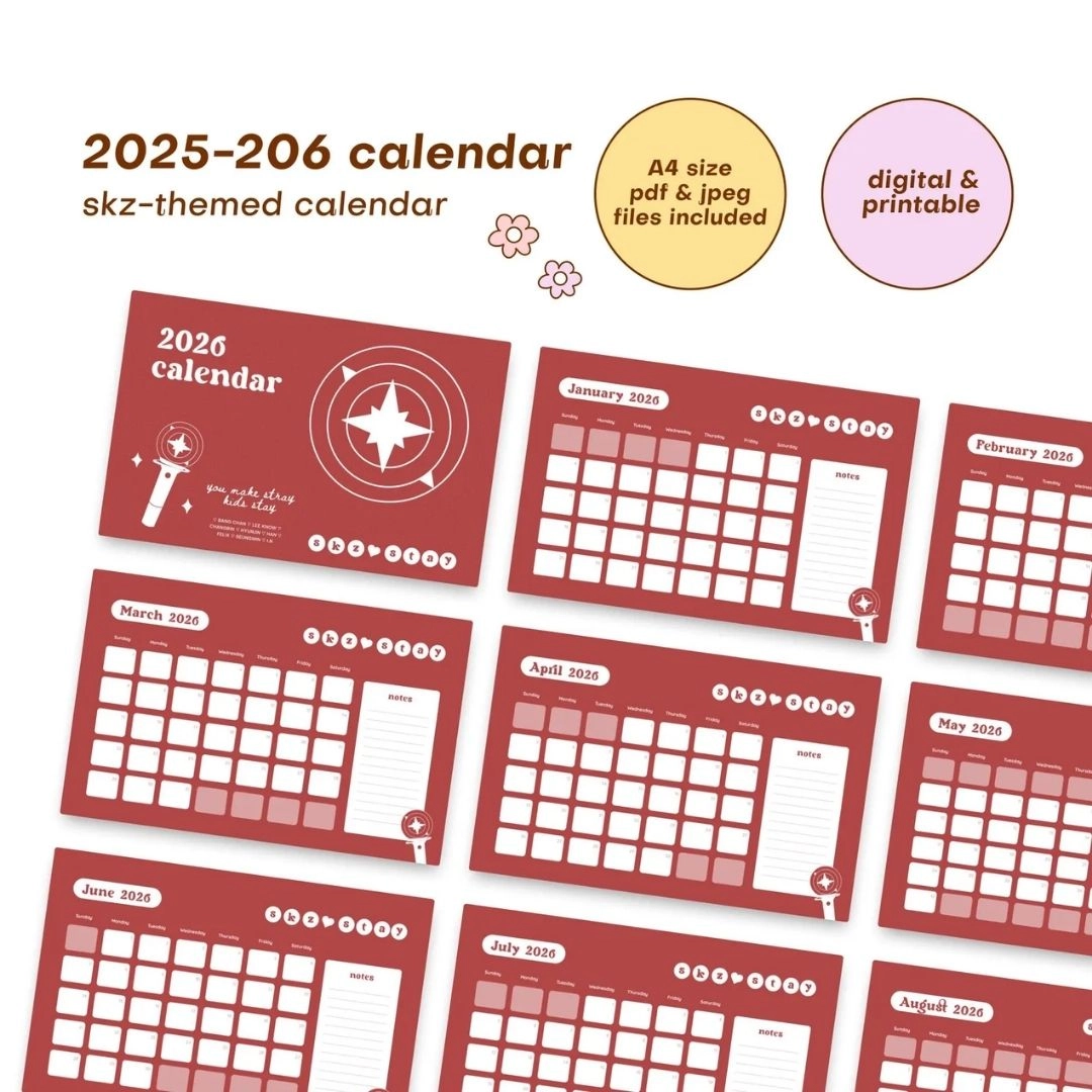 Stray Kids Red Digital Calendar 2026 DIY - Fashion Chingu