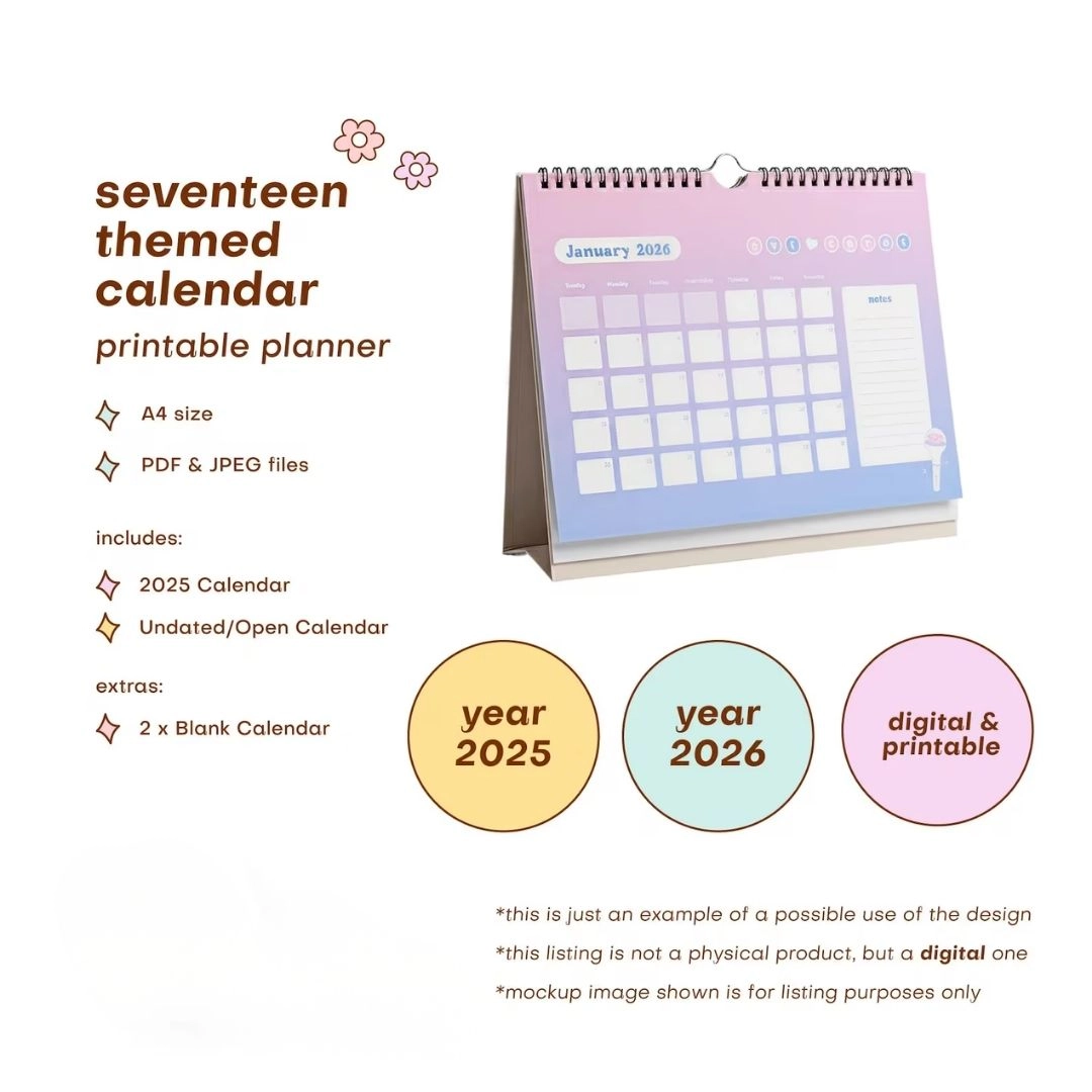 Seventeen Digital Calendar 2026 DIY - Fashion Chingu
