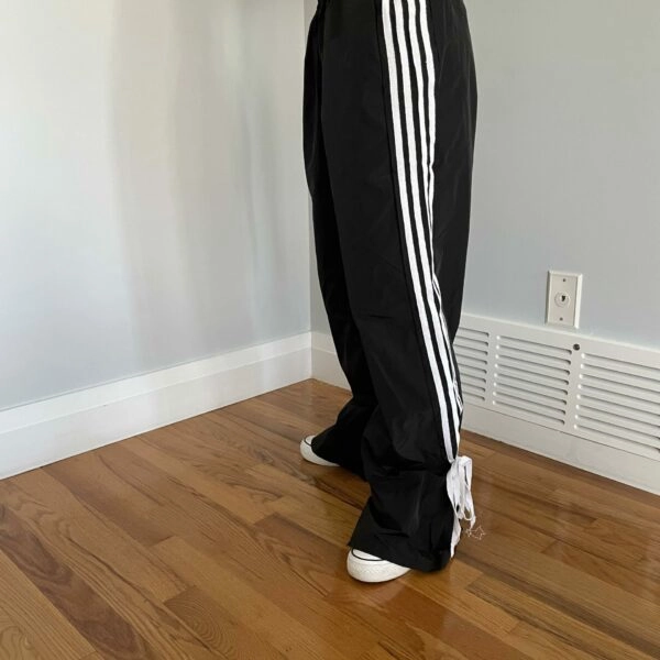 Black Side Bow Stripes Casual Pants | Kazuha - Le Sserafim