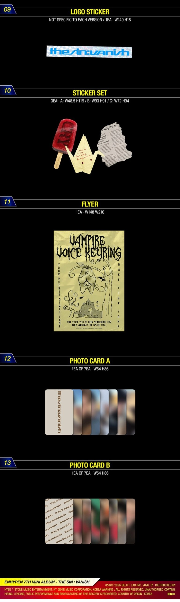 ENHYPEN 7th Mini Album - THE SIN : VANISH | Weverse Shop Gift, Set