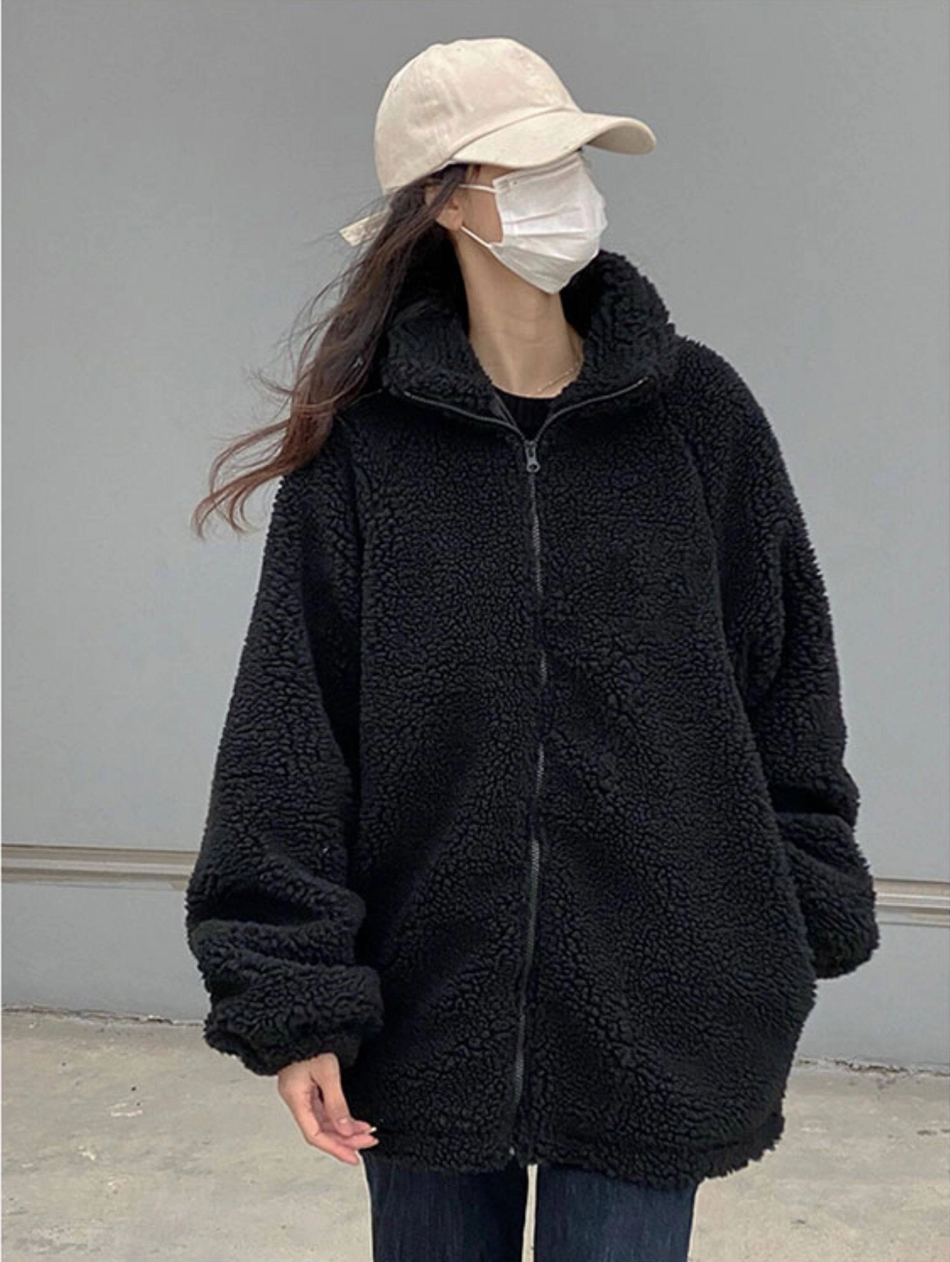 Black Fleece Zip-Up Jacket | Jin - BTS - Fashion Chingu