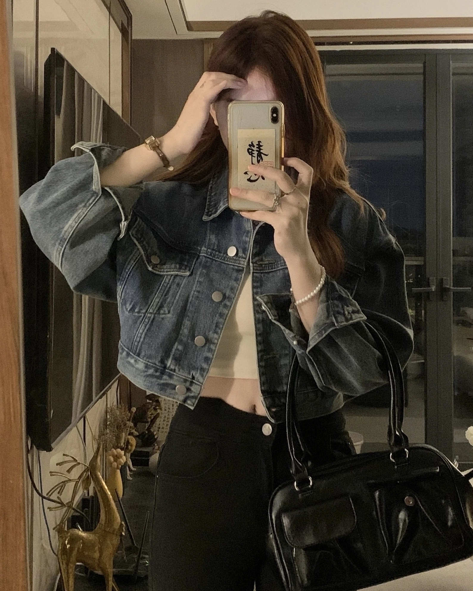 Blue Oversized Cropped Denim Jacket | Felix - Stray Kids - Fashion