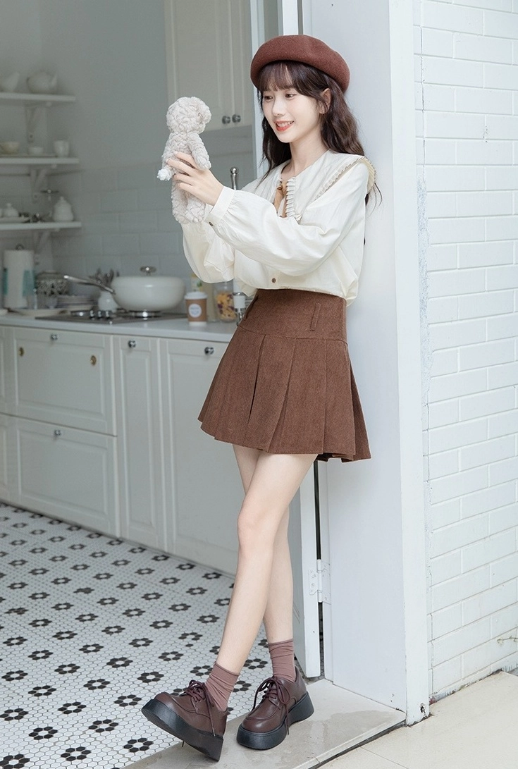 Brown Corduroy High Waisted Mini Skirt | The Other Aesthetic