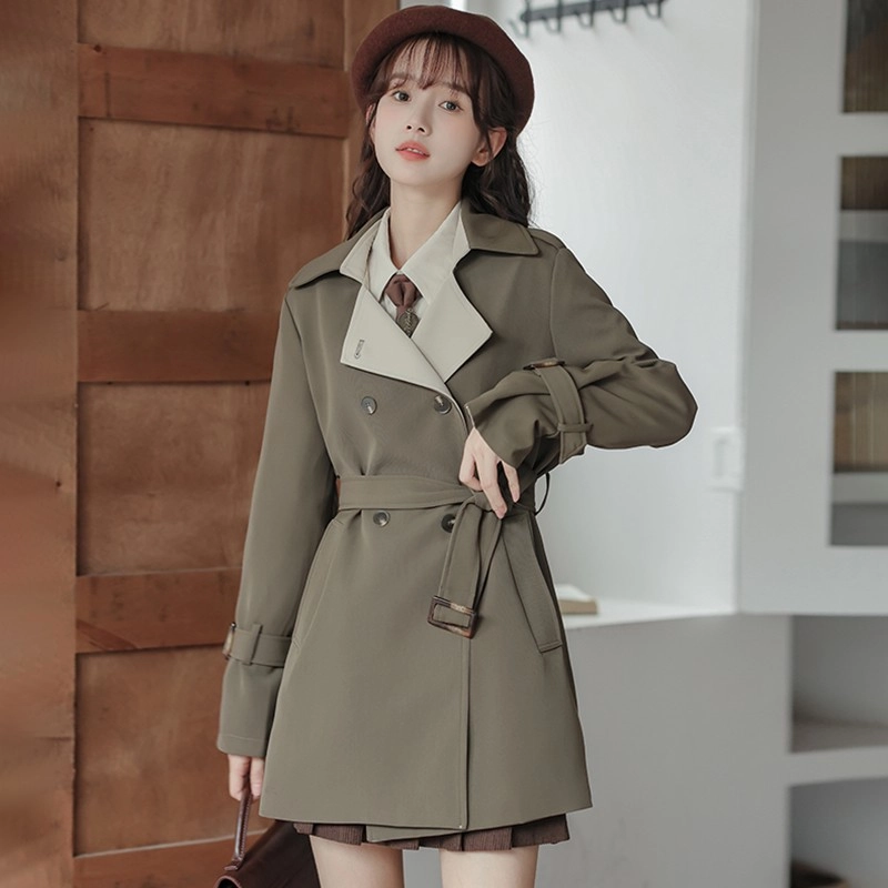 Airport ファッション muguet rose midi trench coat dark beige