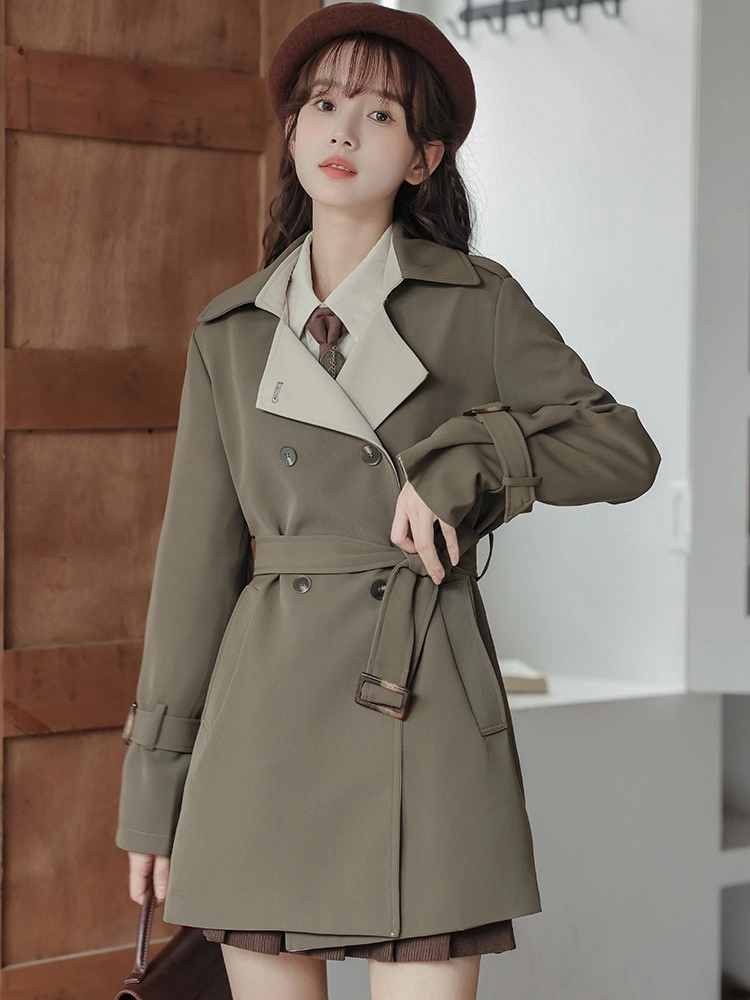 muguet rose midi trench coat ダークベージュ Mid-Length Style Trench Coat | The Other Aesthetic